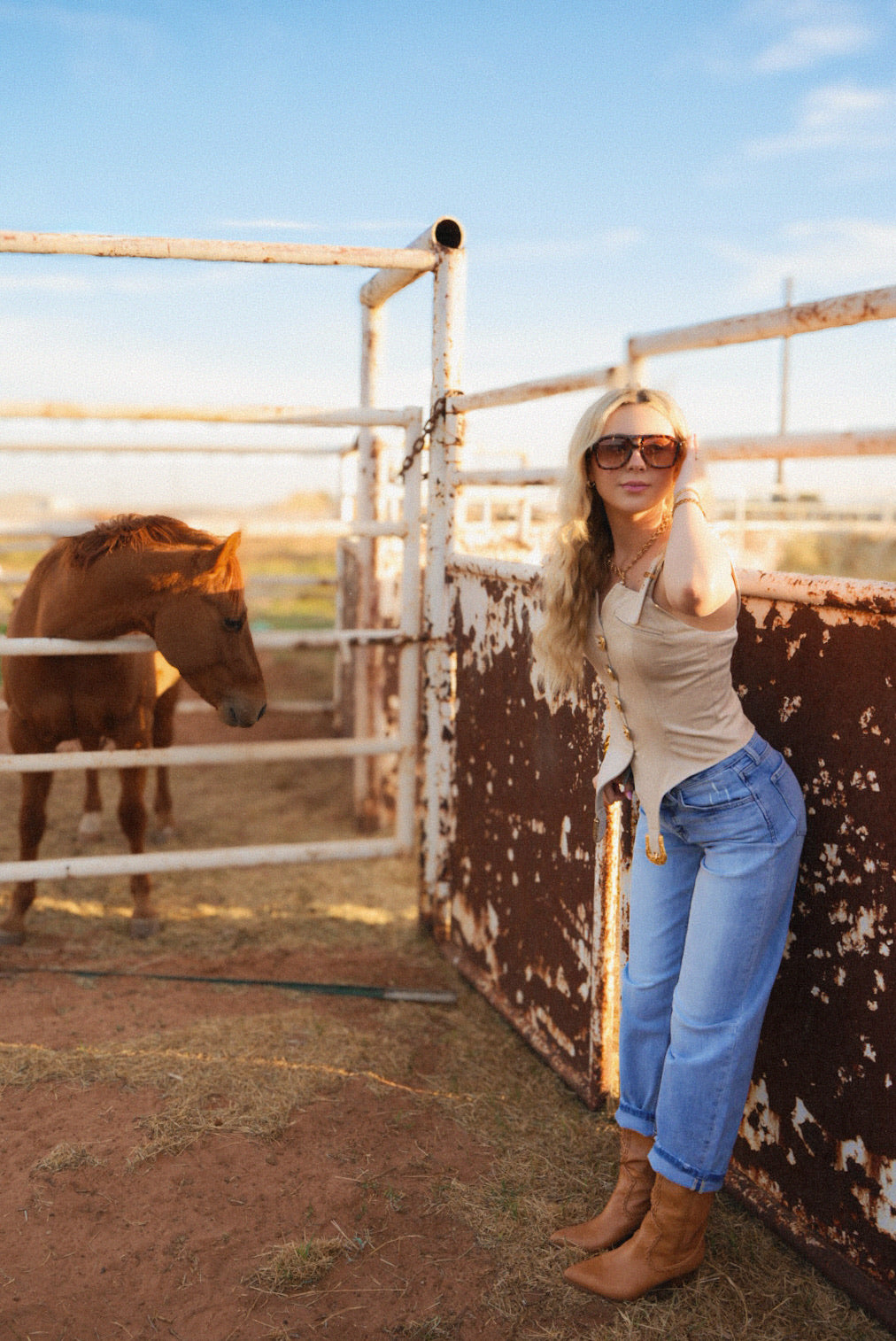 Suede Buckle Strap Top