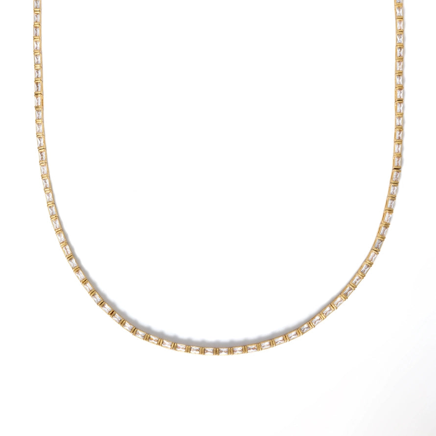 BG - Gold Baguette Tennis Necklace